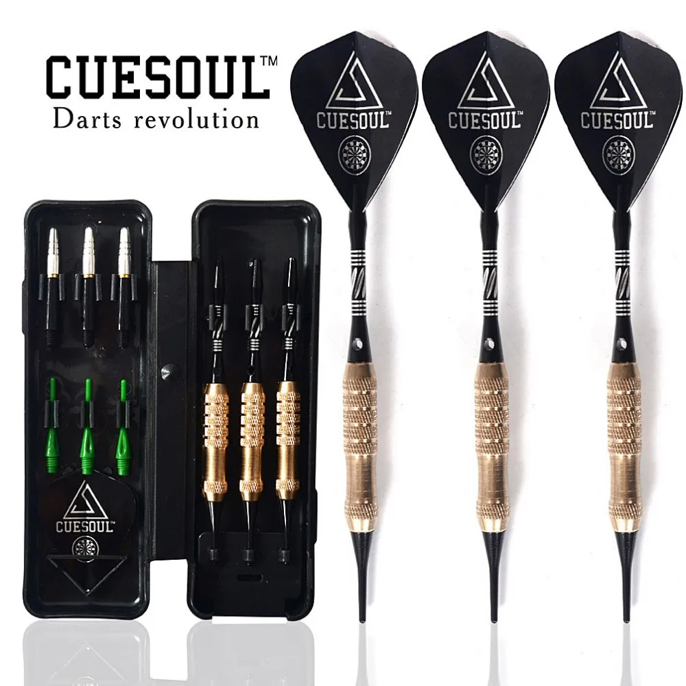 CUESOUL 16 Grams Brass Barrel Soft Tip Dart Set with Aluminum Shafts