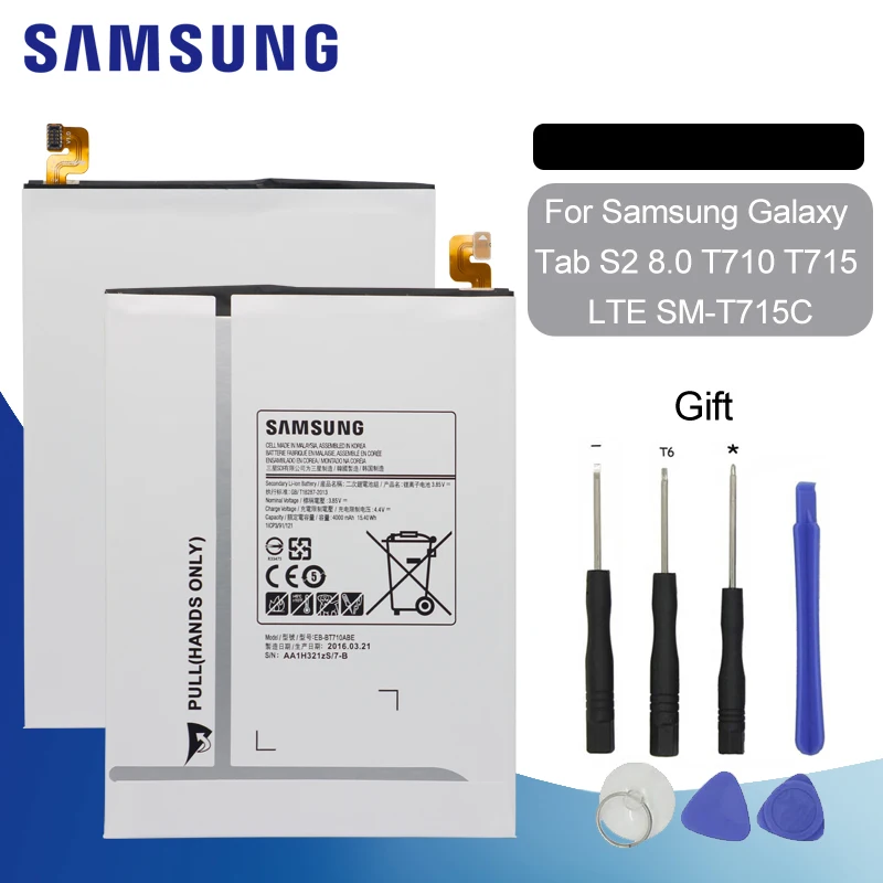 

SAMSUNG Tablet Battery EB-BT710ABE For Samsung Galaxy Tab S2 8.0 T710 T715 LTE SM-T715C Replacement Battery 4000mAh