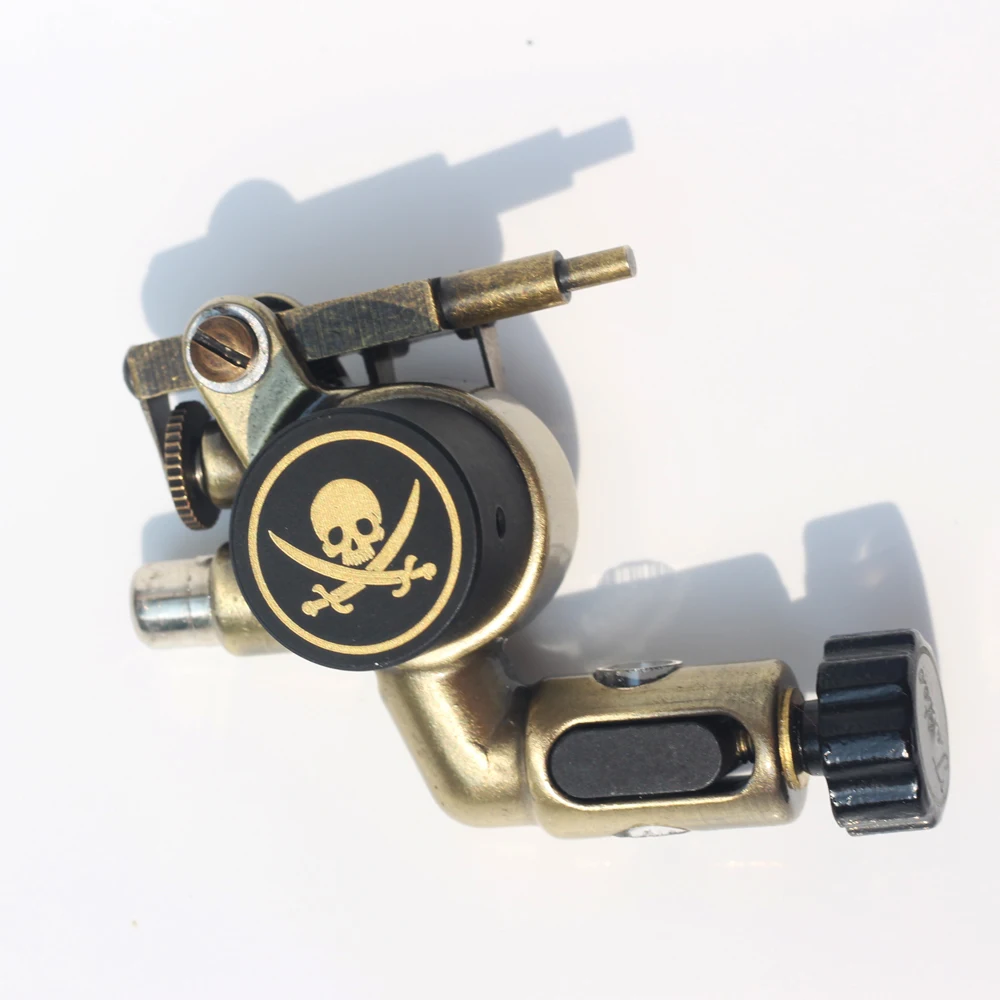 Billige 1pc Schädel Stil Tattoo Maschine RCA Stecker Rotary Tattoo Maschine Liner Und Shader Elektrische Tattoo Maschine Rotary Für Körper kunst