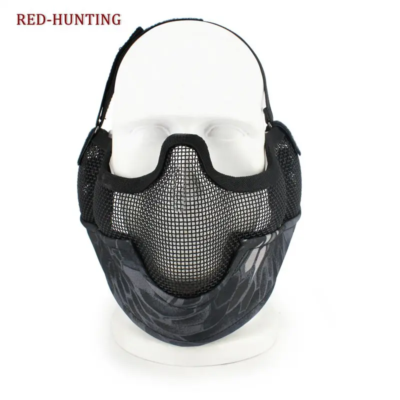 Открытый CS тактический капюшон круто шлем маска половину лица Сталь сетка Маска Велоспорт защитные спортивный инвентарь - Цвет: MK black