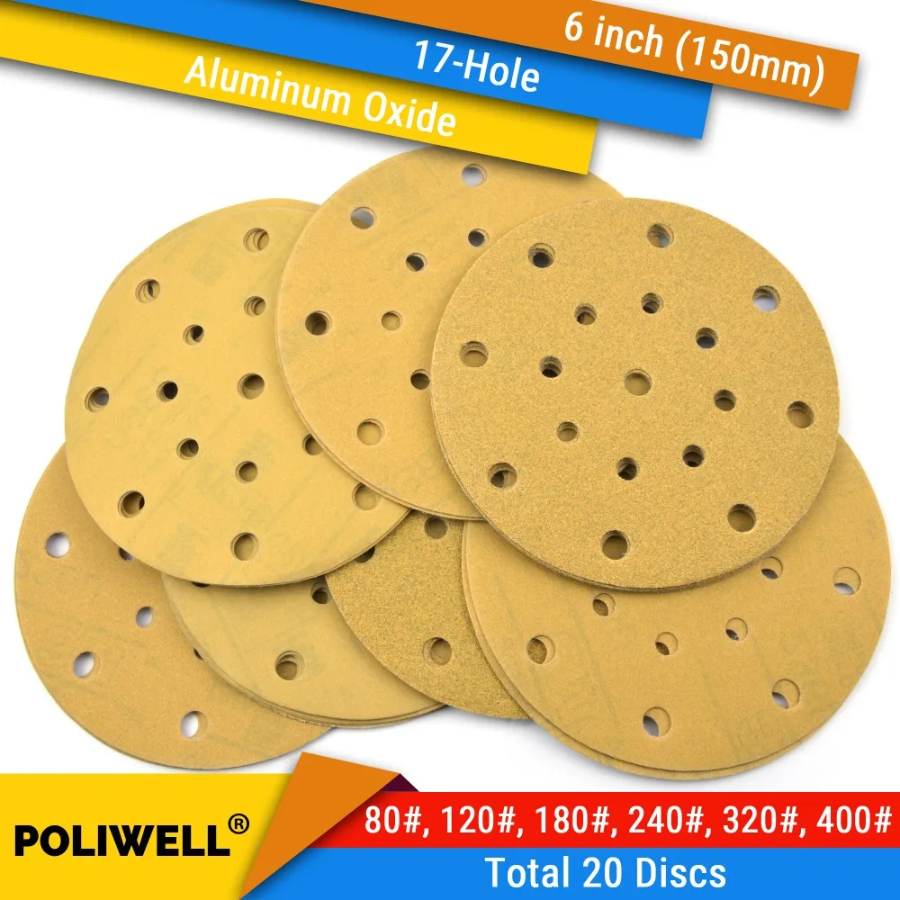 Hook /& Loop Orbit Sander QTY 10-150mm 6 inch Sanding Punched Discs 60 Grit