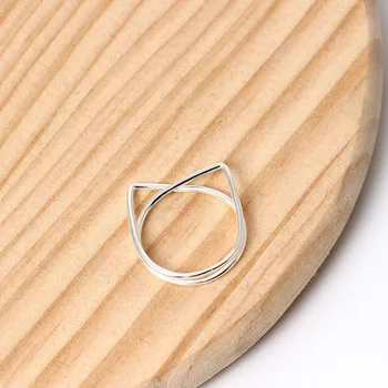 

Flyleaf 100% 925 Sterling Silver Simple Line Cute Cat Open Rings For Women Minimalist Lady Casual Jewelry