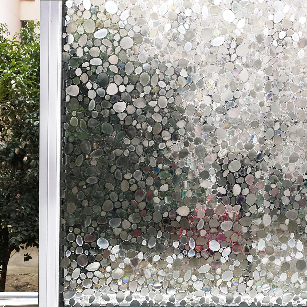 

3D stained frosted Window Cover Films , No-Glue static cling tinting cobblestone Decorative Privacy Stickers 30/45/60 * 100 cm