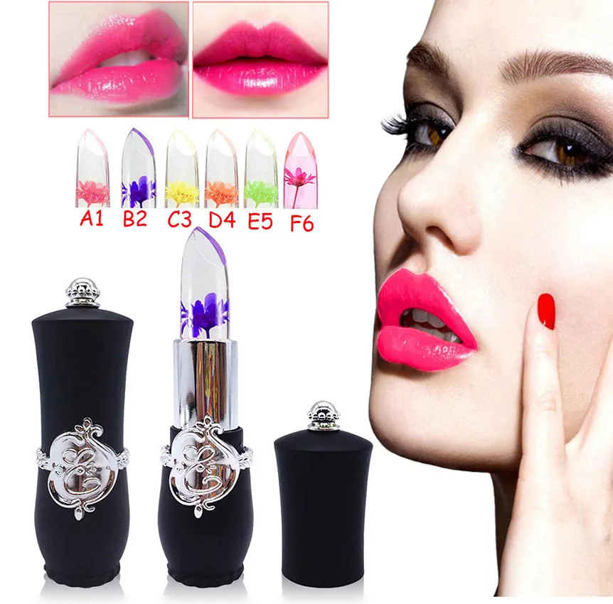 LipsticK Set Sexy Long-lasting Beauty Bright Flower Crystal Jelly Lipstick Magic Temperature Change Color Lip Balm Makeup G605 |