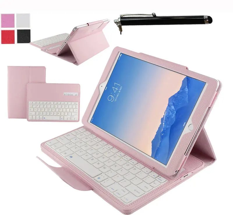 

Detachable Wireless Bluetooth ABS Keyboard PU Leather Stand Portfolio Case Cover For Apple iPad Pro 12.9 inch Tablet+Pen