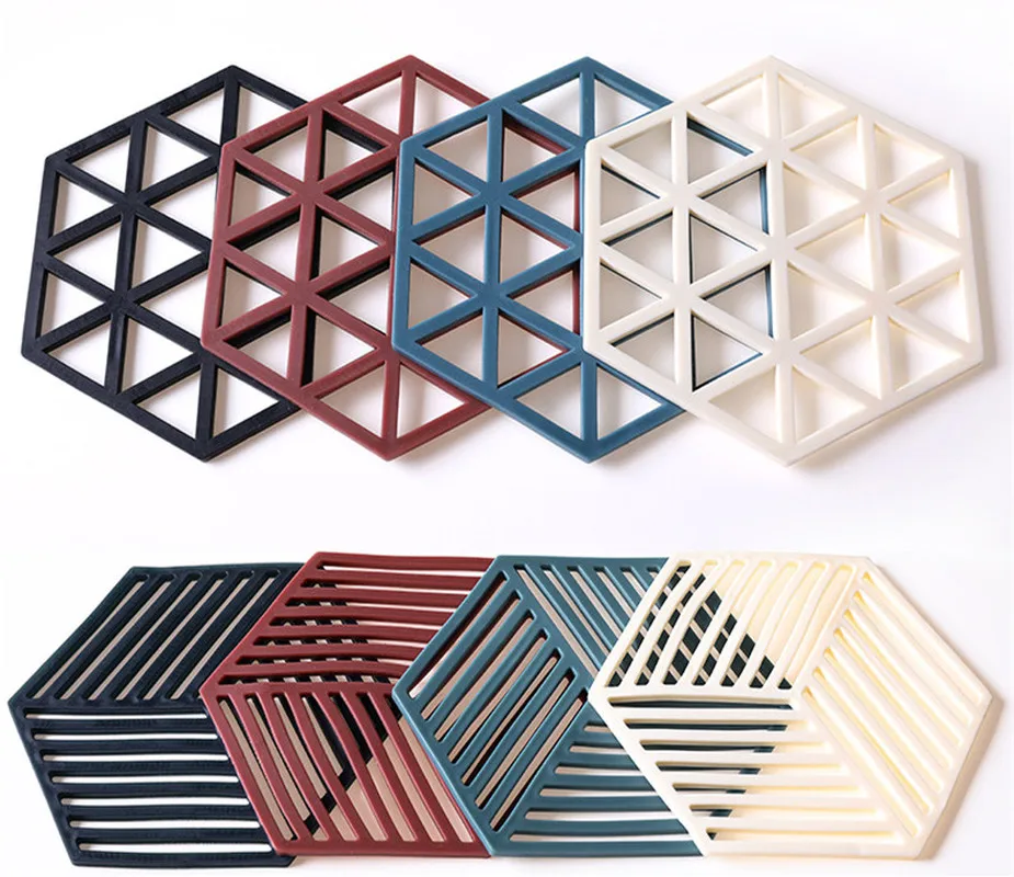 

4 Pieces of High Temperature Resistant Silicone Mat Non-slip Placemat Insulation Pad Non-slip Insulation Anti-scalding Bowl Mat