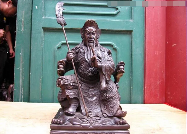 

song voge gem S1488 China 100% Pure Bronze famous Three Kingdoms Guan Gong warrior Read Book Statue