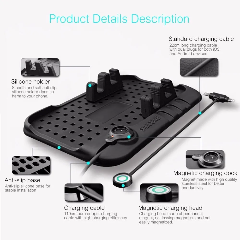 2 in 1 Universal Silicon Car Mobile Phone holder cell phone Anti-slip Mat for GPS and Phone Charging free shipping