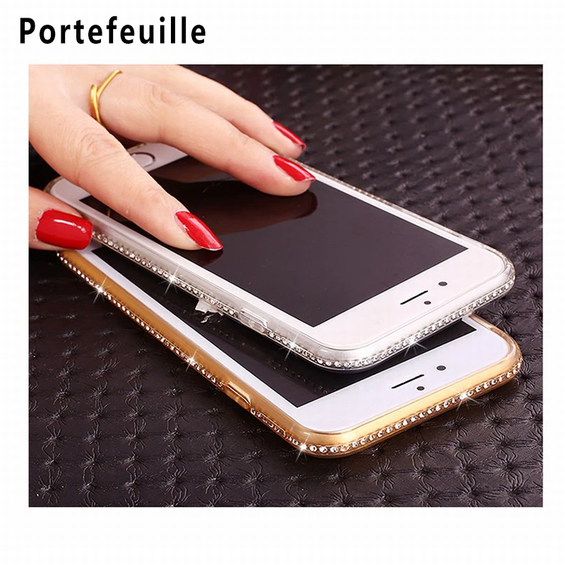 Чехол Portefeuille для iPhone 5 силиконовый чехол с блестками SE 5S Роскошный со стразами