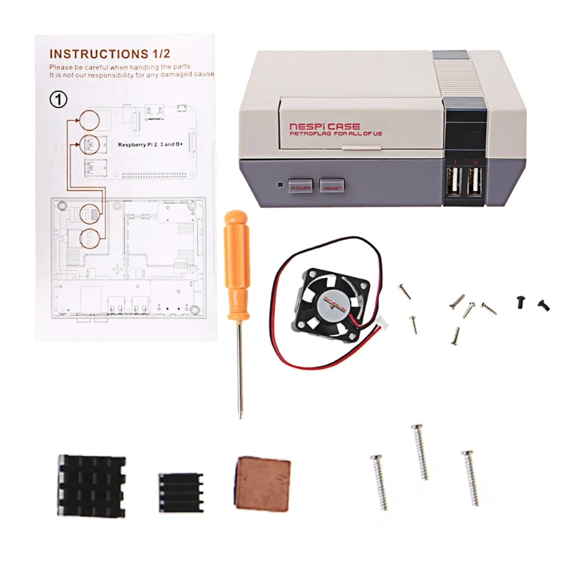 

Mini NES NESPI Retro Case PCB Cooling Fan Heatsinks For Raspberry Pi 3 / 2 / B+