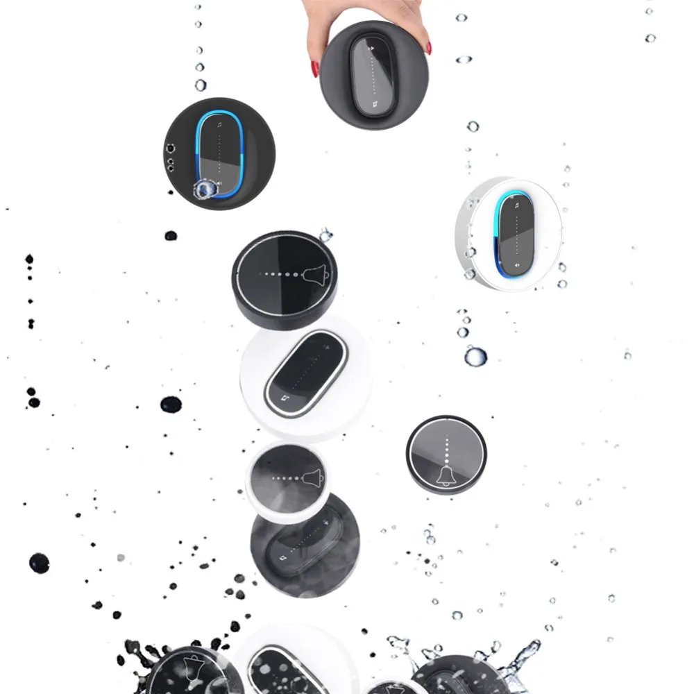 SMATRUL self powered Waterproof Wireless DoorBell night light no battery EU plug home Cordless Door Bell 1 2 button 1 2 Receiver 8