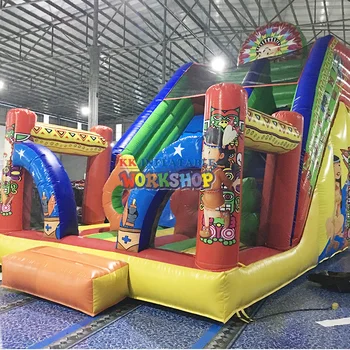 

amusement park jumping castle combo with obstacle inflatable Slide