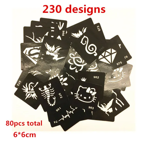 

80pcs 230 Design 6*6cm Henna Tattoos Stencils for Painting Airbrush Tattoo Stencils for Tattoo Temporary Glitter Tattoo Stencil