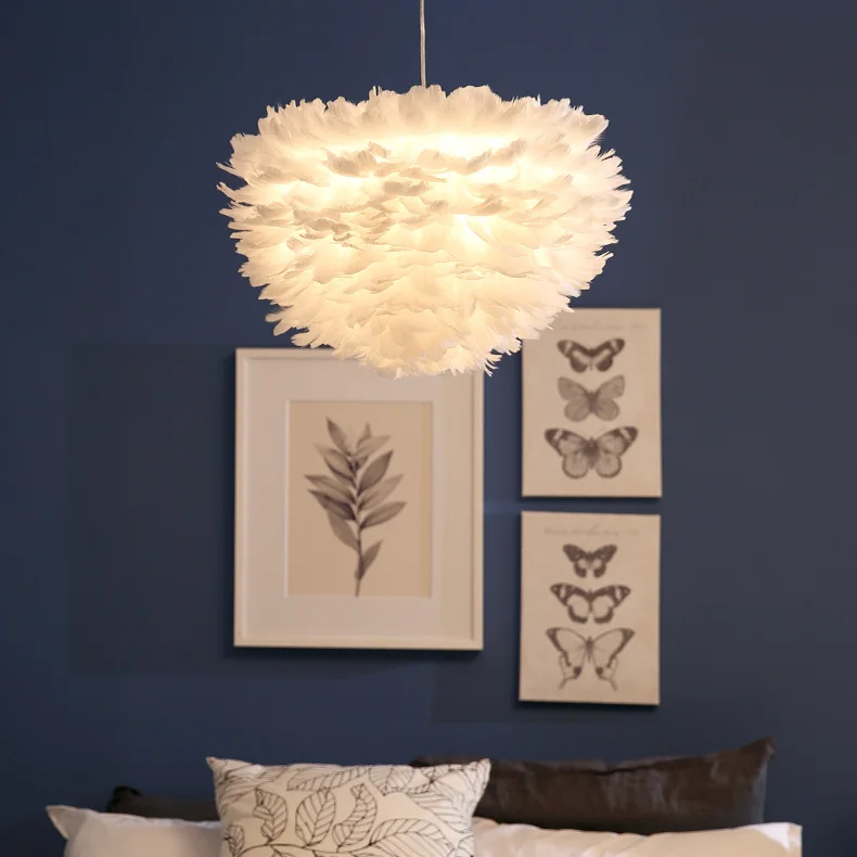 

Led Modern Pendant Lights White Feather Cord Suspension Lamp for Dinning Room luminaria Lighting