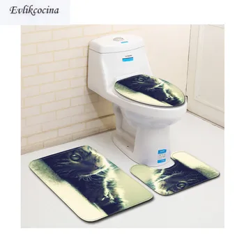 

Free Shipping 3pcs Lazy Cat Banyo Bathroom Carpet U Type Toilet Bath Mats Set Non Slip Pad Tapis Salle De Bain Alfombra Bano