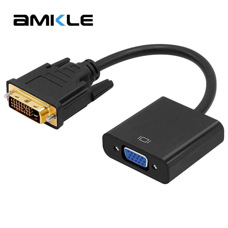 Amkle DVI to VGA Adapter Cable 1080P DVI-D to VGA Cable 24+1 25 Pin DVI Male to 15 Pin VGA Female Video Converter for PC Display Amkle DVI to VGA Adapter Cable 1080P DVI-D to VGA Cable 24+1 25 Pin DVI Male to 15 Pin VGA Female Video Converter for PC Display