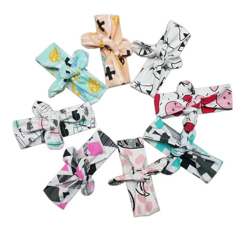 new cotton bowtie baby headbands panda cat feather carttoon kids headscarf new born baby head decorations kids accessories wear