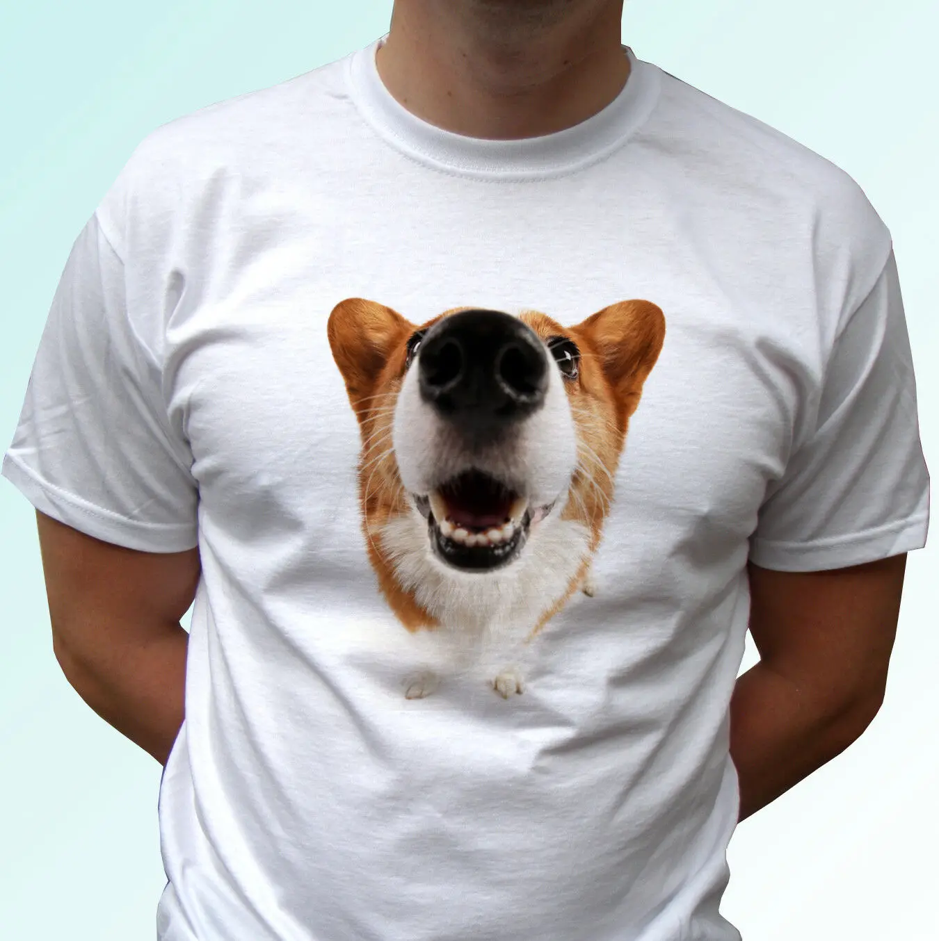 

2019 Funny Welsh Corgi Head T Shirt Dog Top Animal Tee Design Mens Unisex Tee