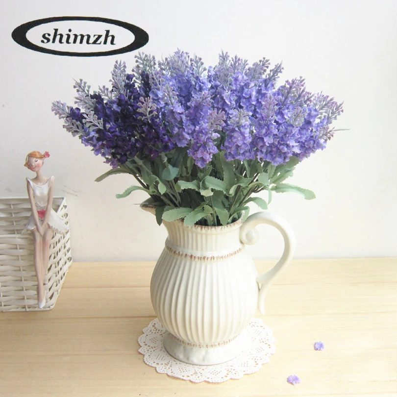 1375 Shimzh En Vrac Artificielle Lavande Fleurs Pour Mariage 4 Pcslot Amour Violet Lavande Fleurs Vinyle Mural Décalcomanie Soie Faux Lavande In