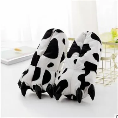 Cow color Зимняя детская противоскользящая Милая обувь из хлопка; тапочки с животными; домашняя обувь для мальчиков и девочек; тапочки для малышей с героями мультфильмов - Цвет: Cow color