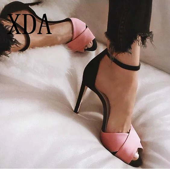

XDA 2019 Women Sandals Peep Toe Pumps Ladies Summer Shoes Zapatos Mujer Thin High Heel fashion sandals sexy Ankle Strap Sandals