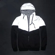 2016 NEW Drop Shipping Men Jacket Autumn Patchwork Reflective 3m Jacket Hip Hop Waterproof Windbreaker Men Coat