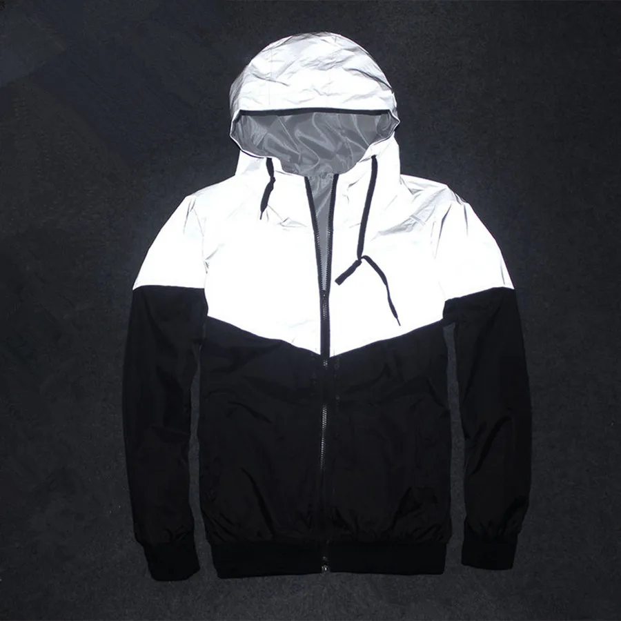 Sponge mice NEW Drop Shipping Men font b Jacket b font Autumn Patchwork Reflective 3m font