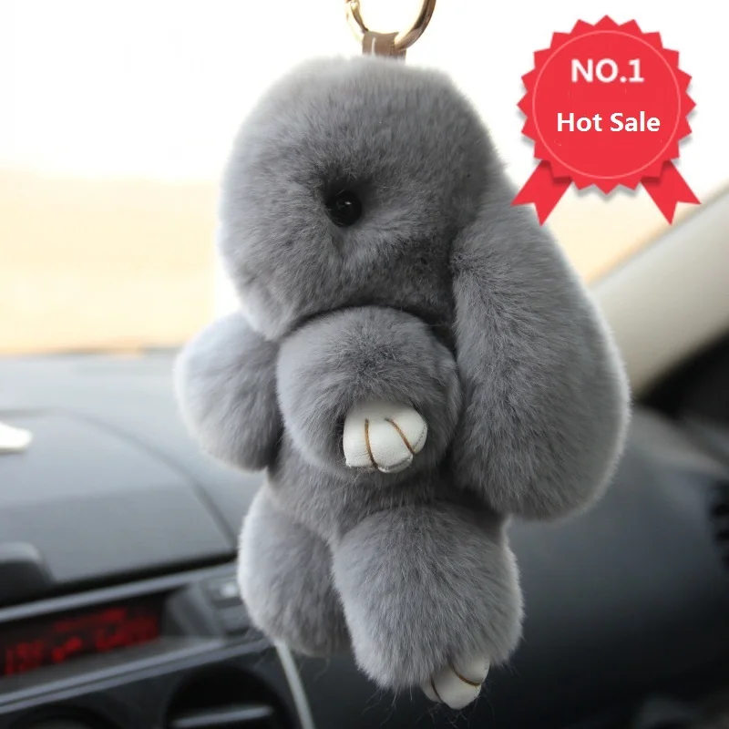 

Real Rex Furs Rabbit Plush Toys Key Ring Keychain Pendant Bag Car Charm Tag Cute Soft Mini Plush Animals Rabbit Doll Toys 15cm