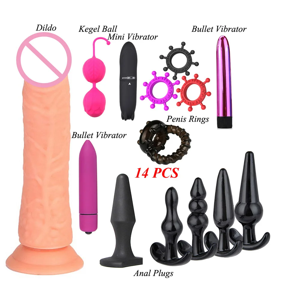 Adult Sex Toys Set Vibrators/Lock Rings/Kegel Ball/Anal Plugs/Finger Massagers/Anus Washer Sex Massage Tools For Women Men Gays 3