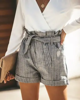 

2019 New Womens Lace Up Stripe Ladies High Waist Summer Casual Floral Beach Sport Hot Shorts