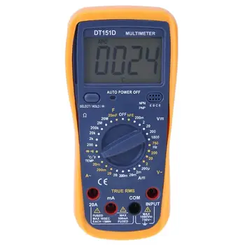 

DT151D Portable Digital Multimeter 1999 Counts Backlight AC/DC Ammeter Voltmeter Ohm Meter 62x37mm LCD Display Screen