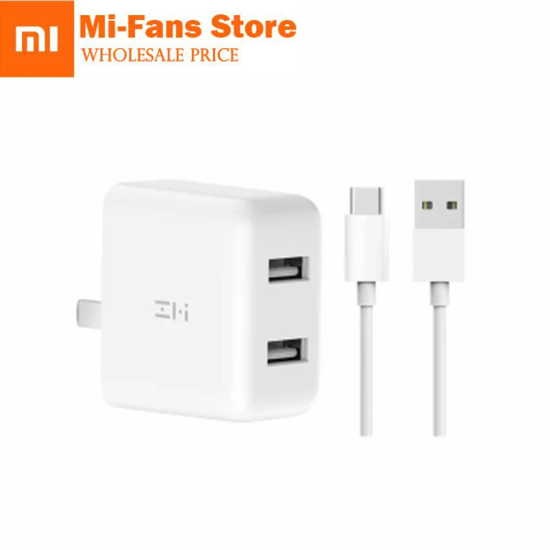 Xiaomi ZMI QC3.0 двойной usb-порт быстрое зарядное устройство набор добавить 1 м type-C зарядный кабель портативное Сетевое зарядное устройство адаптер для телефона планшета ПК