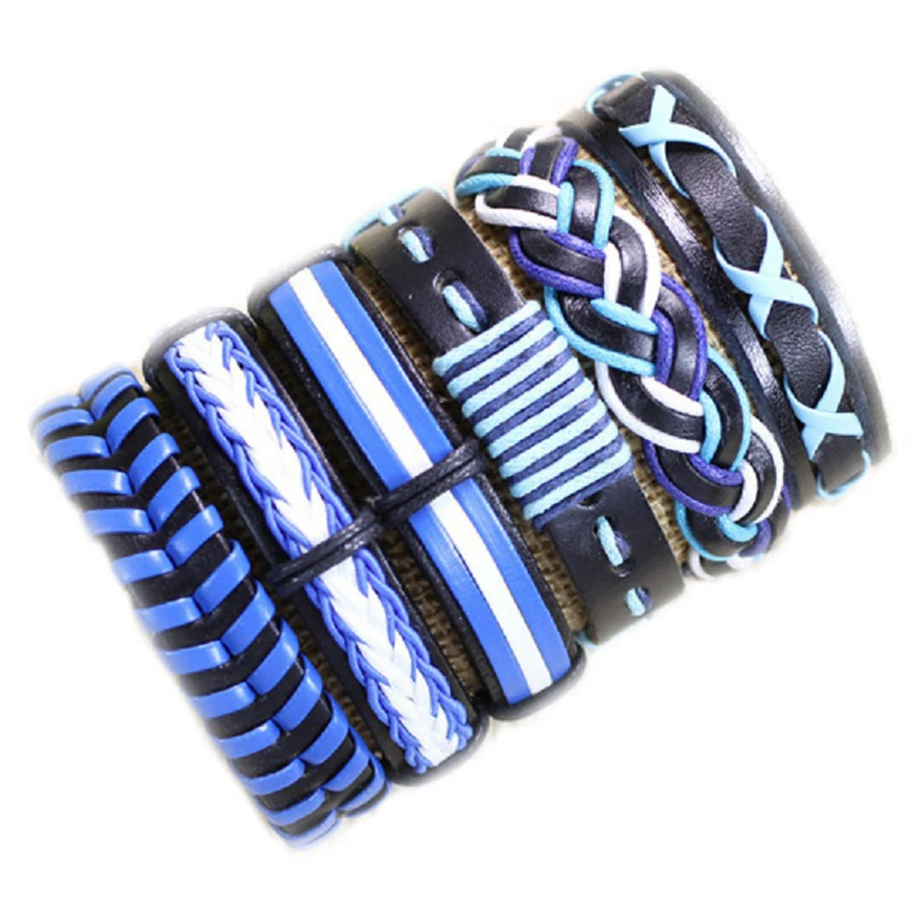 

Wholesale 6Pcs ethnic tribal Leather Bracelet Men's Bracelet For Women Pulseira Masculina Handmade Bracelet Girlfriend Gifts H02
