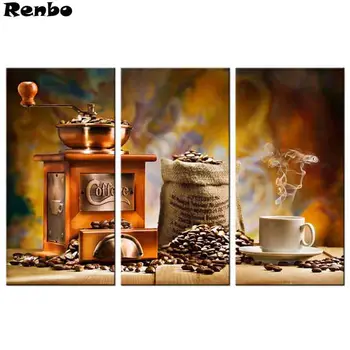 

3pcs Diy Diamond Embroidery Coffee Grinder Machine Coffee Bean 5D Cross Stitch Diamond Painting for Living Room or Kitchen Decor