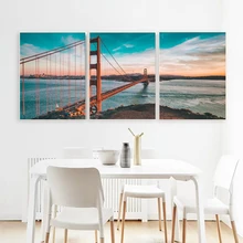 Laeacco Canvas Calligraphy Painting the Golden Gate Bridge of San Francisco Posters and Prints Wall Art for Living Room Decor wilder t the bridge of san luis rey