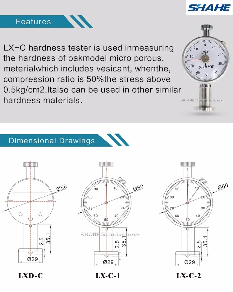 Shahe двойные иглы shore твердость тестер LX-C-2