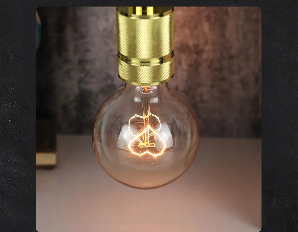 Lâmpada do Vintage Lâmpada de Tungstênio Coração Forma Filamento Edison E27 220 v 24 w Artística Lâmpada Espiral Âmbar G95 3 Luzes e Iluminação