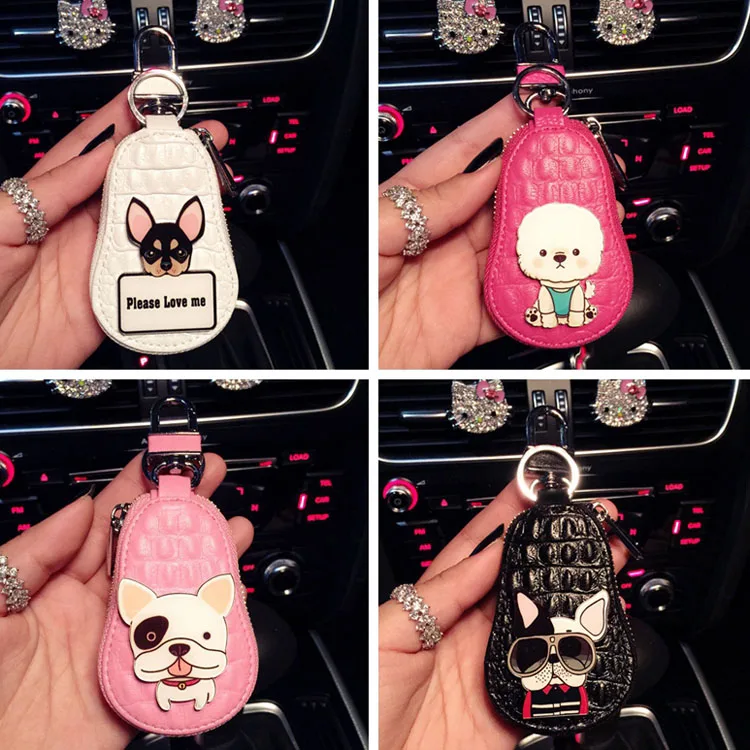 

Cute Dog Puppy Cartoon Anime PU Leather Key Case Small Mini Coin Purse Keychain Pendant Wallet For Car Keys Key Holder Women