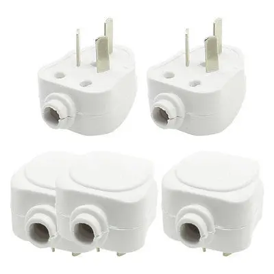 

White AC 250V 10A 3 Flat Pin AU Plug Rewirable Connector Adapter 5pcs