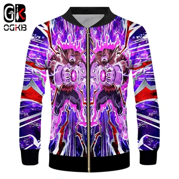 

OGKB Anime Jackets New Men's Funny Print Dragon Ball Z 3d Zip Jacket Cartoon Coats Man Hipop Streetwear Cosplay Dropshipping
