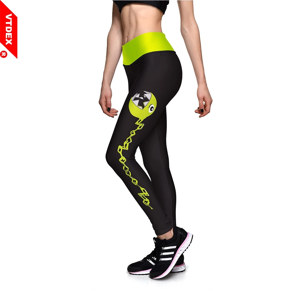 VTDEX Yellow Yoga Leggings Sexy Skinny Fitness Sports Pants Funny