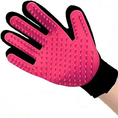 Силиконовая перчатка для ухода за домашними животными для собак, щетка для ухода за домашними животными, перчатка для ухода за домашними животными, перчатки для стрижки кошек и собак, 1 шт - Цвет: pink Right hand