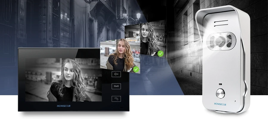 HOMSECUR Hands-free " проводной видеодомофон домофон с наружным контролем 1C1M