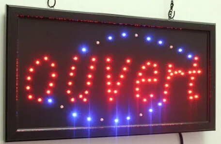 Горячая производство открытый знак 10x19 дюймов полуоткрытый ультра яркий бег ouvert освещенный знак