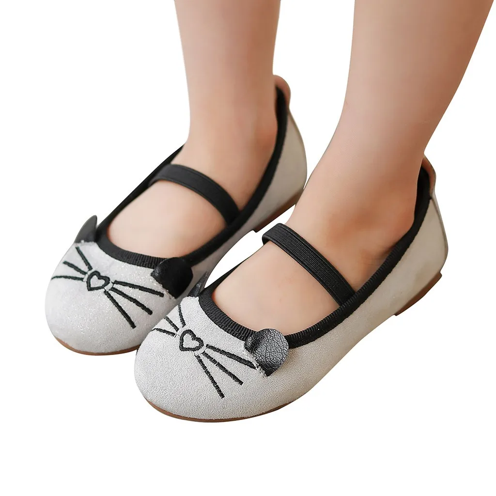 Sneakers For Girl Kids Girls Cat Pattern Princess Shoes Autumn Flat Soft Peas Shoes Party Casual Shoes Sapato Infantil Shoes Kid