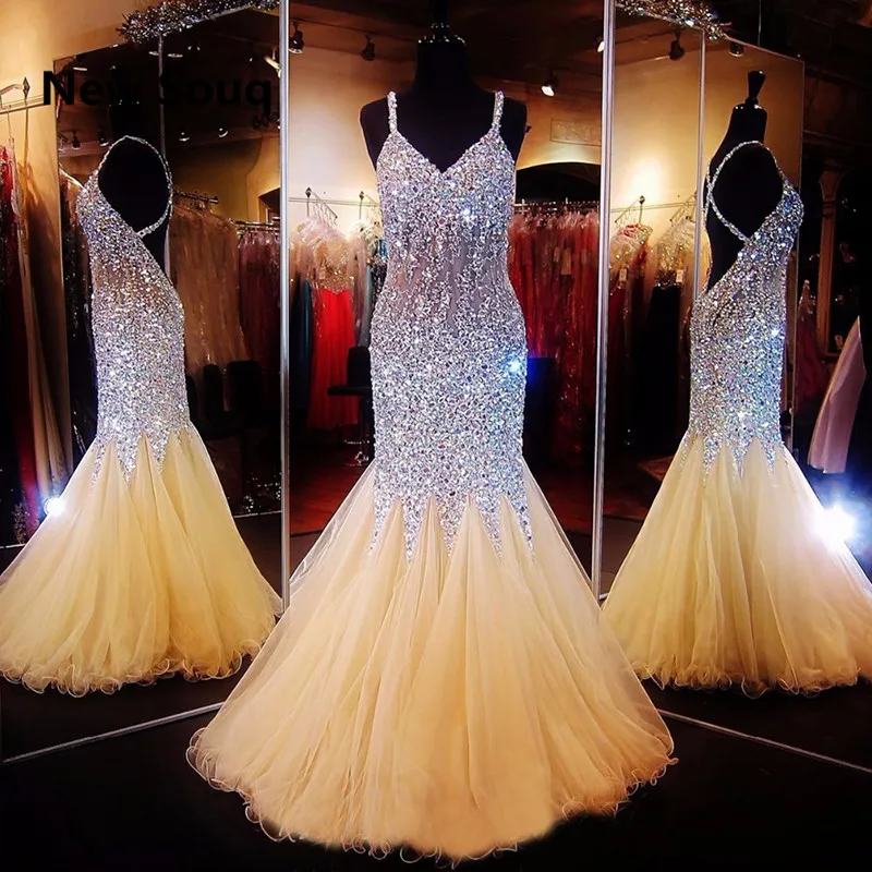 Роскошные вечерние платья с кристаллами и стразами платье русалки открытой