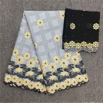 

High class African cotton lace fabric nice matching Swiss voile lace fabric for dress set NCV22(5+2y) many color