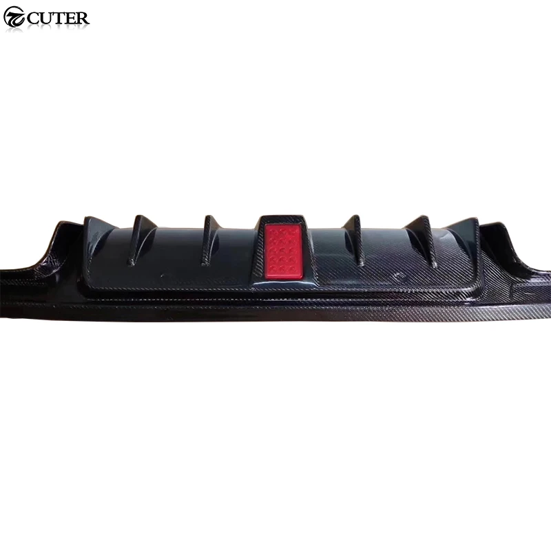 W205 Carbon fiber rear diffuser Back Bumper four out with LED lights lip for Benz W205 C260 C200 C300 C180 car body kit 14-UP