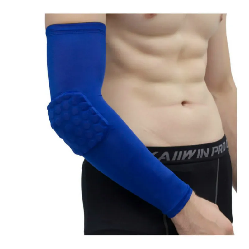 2 Pieces/Pair Men Breathable Sports Honeycomb Long Elbow Support Brace Pad Protector Sport Basketball Arm Sleeve Sports Warmers