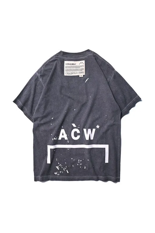 

2019SS ACW A-COLD-WALL Splashing-ink Logo Printed Women Men T shirts tees Hiphop Streetwear Men Cotton Distressed T shirt